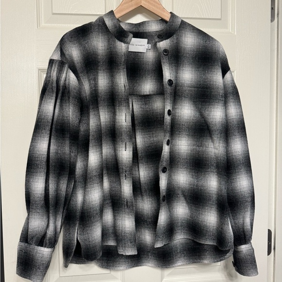 Rebecca Minkoff Jackets & Blazers - New -Rebecca Minkoff Size XS Black White Plaid Flannel Shirt Shacket Jacket